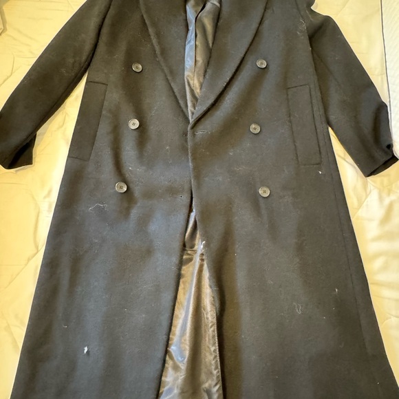 Topshop Black Double-Breasted Men's Pea Coat - Picture 3 of 3